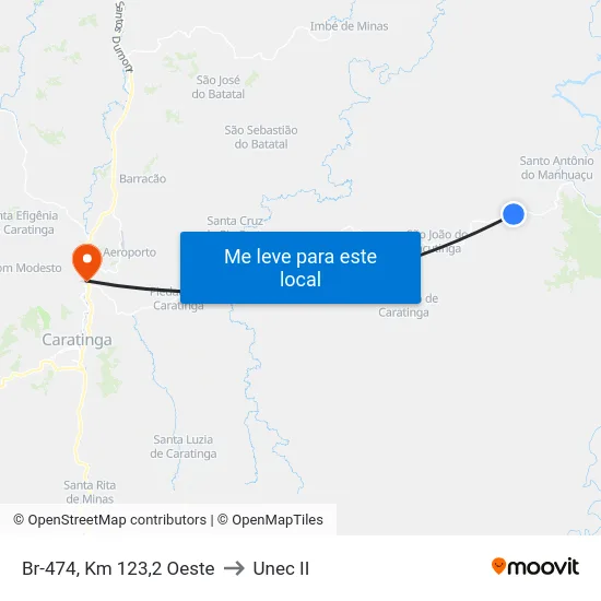 Br-474, Km 123,2 Oeste to Unec II map