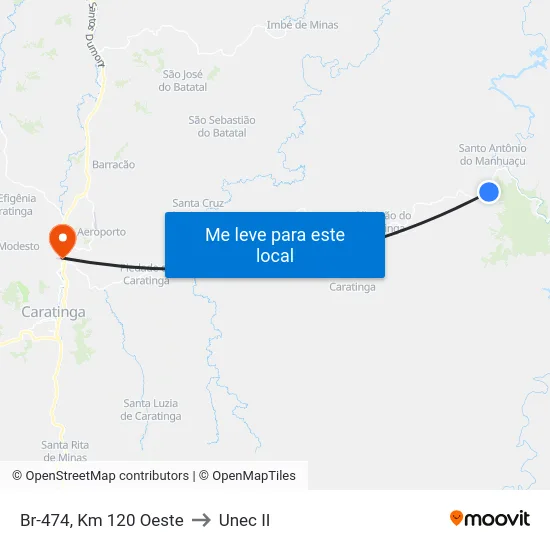 Br-474, Km 120 Oeste to Unec II map