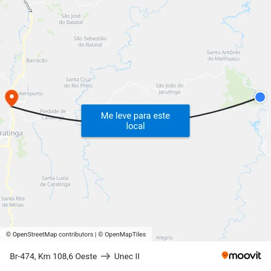 Br-474, Km 108,6 Oeste to Unec II map