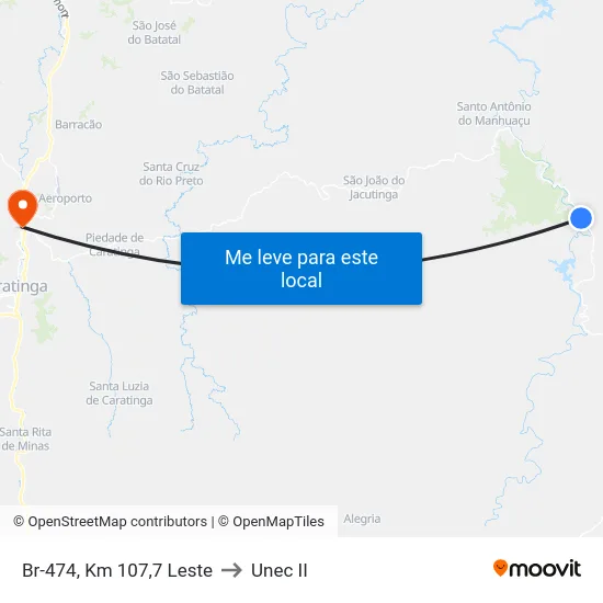Br-474, Km 107,7 Leste to Unec II map