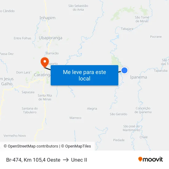 Br-474, Km 105,4 Oeste to Unec II map
