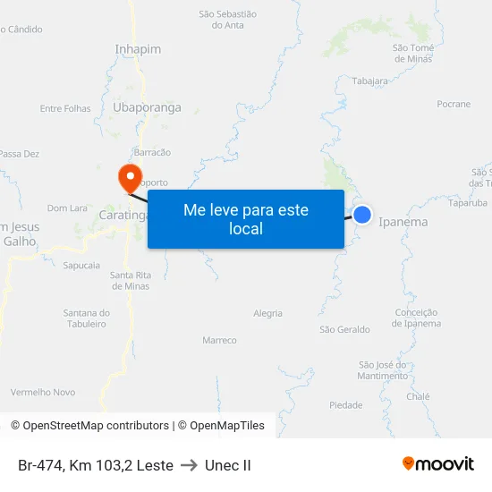 Br-474, Km 103,2 Leste to Unec II map