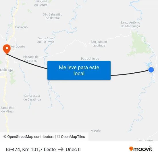 Br-474, Km 101,7 Leste to Unec II map