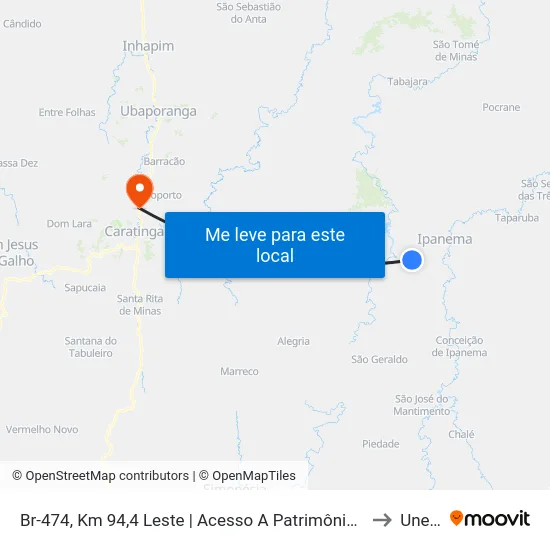 Br-474, Km 94,4 Leste | Acesso A Patrimônio Da Formiga to Unec II map