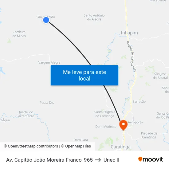 Av. Capitão João Moreira Franco, 965 to Unec II map