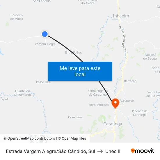 Estrada Vargem Alegre/São Cândido, Sul to Unec II map