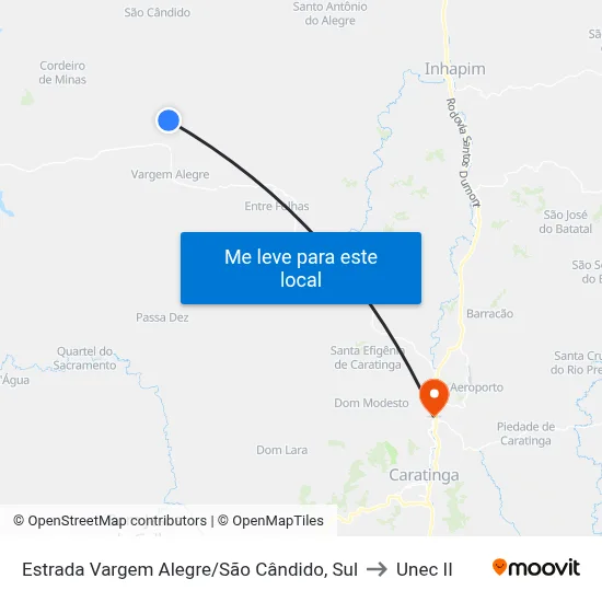 Estrada Vargem Alegre/São Cândido, Sul to Unec II map