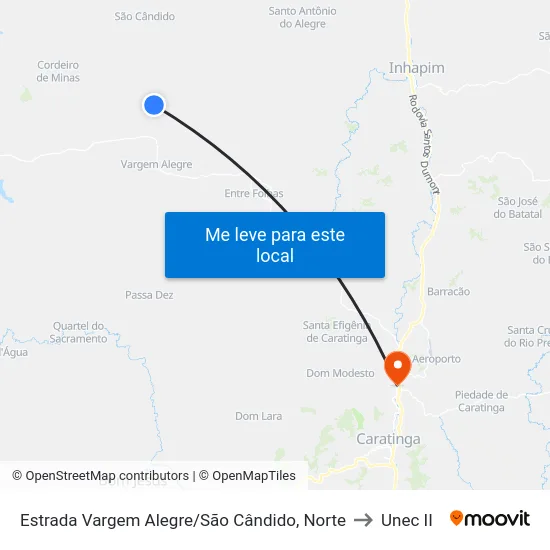 Estrada Vargem Alegre/São Cândido, Norte to Unec II map