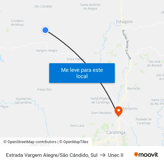 Estrada Vargem Alegre/São Cândido, Sul to Unec II map