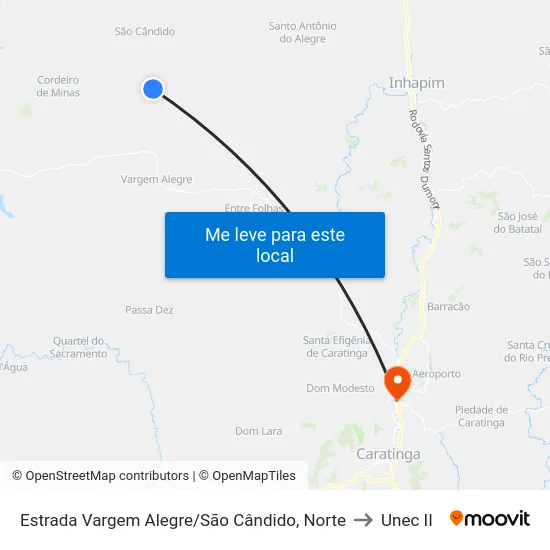 Estrada Vargem Alegre/São Cândido, Norte to Unec II map
