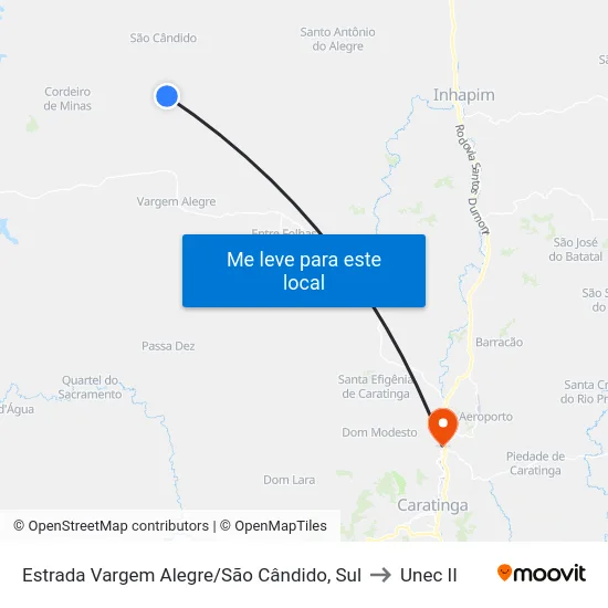 Estrada Vargem Alegre/São Cândido, Sul to Unec II map