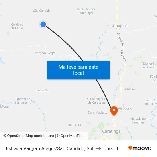 Estrada Vargem Alegre/São Cândido, Sul to Unec II map