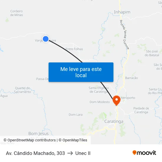 Av. Cândido Machado, 303 to Unec II map