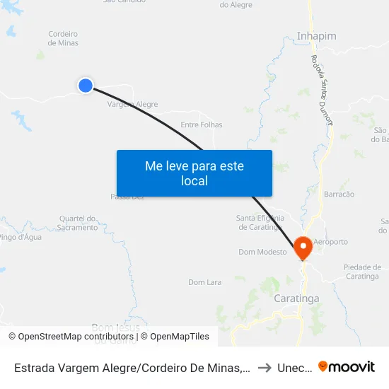 Estrada Vargem Alegre/Cordeiro De Minas, Sul to Unec II map