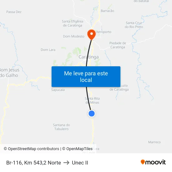 Br-116, Km 543,2 Norte to Unec II map