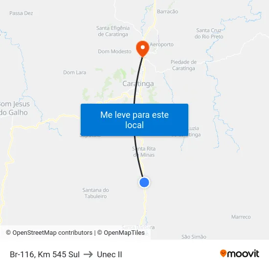 Br-116, Km 545 Sul to Unec II map