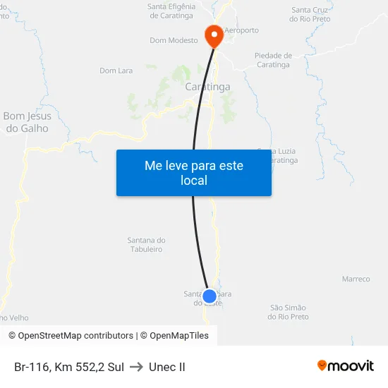 Br-116, Km 552,2 Sul to Unec II map