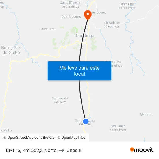 Br-116, Km 552,2 Norte to Unec II map