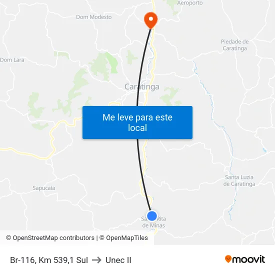 Br-116, Km 539,1 Sul to Unec II map