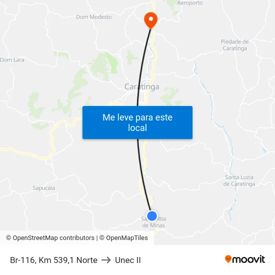 Br-116, Km 539,1 Norte to Unec II map