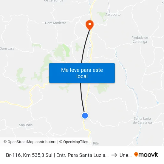 Br-116, Km 535,3 Sul | Entr. Para Santa Luzia De Caratinga to Unec II map