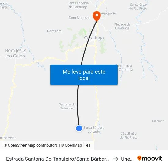 Estrada Santana Do Tabuleiro/Santa Bárbara, Leste to Unec II map