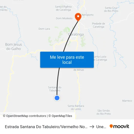 Estrada Santana Do Tabuleiro/Vermelho Novo, Sul to Unec II map