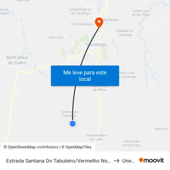 Estrada Santana Do Tabuleiro/Vermelho Novo, Sul to Unec II map