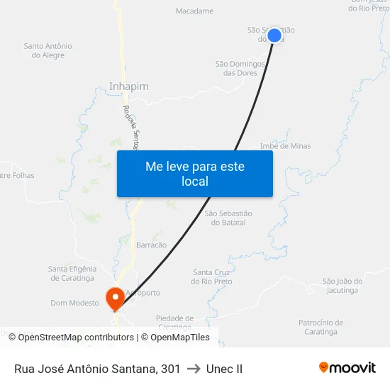 Rua José Antônio Santana, 301 to Unec II map