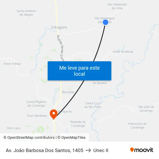 Av. João Barbosa Dos Santos, 1405 to Unec II map