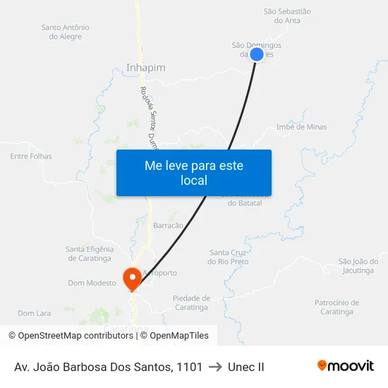 Av. João Barbosa Dos Santos, 1101 to Unec II map