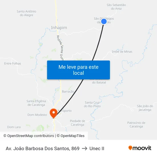 Av. João Barbosa Dos Santos, 869 to Unec II map