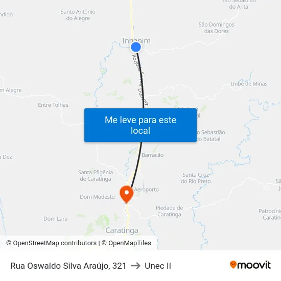 Rua Oswaldo Silva Araújo, 321 to Unec II map