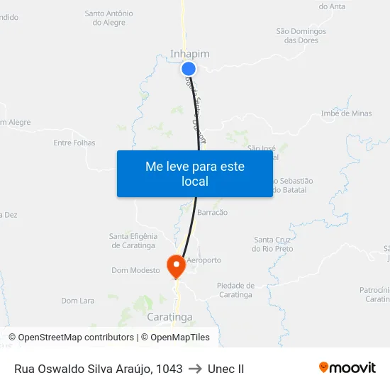 Rua Oswaldo Silva Araújo, 1043 to Unec II map