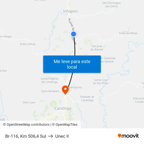 Br-116, Km 506,4 Sul to Unec II map