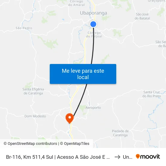 Br-116, Km 511,4 Sul | Acesso A São José E São Sebastião Do Batatal to Unec II map