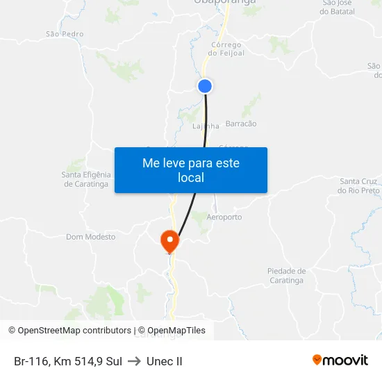 Br-116, Km 514,9 Sul to Unec II map