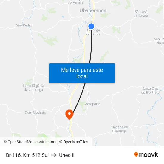 Br-116, Km 512 Sul to Unec II map