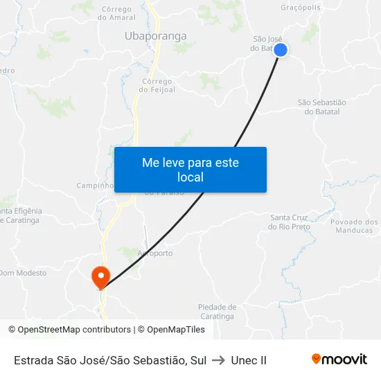 Estrada São José/São Sebastião, Sul to Unec II map