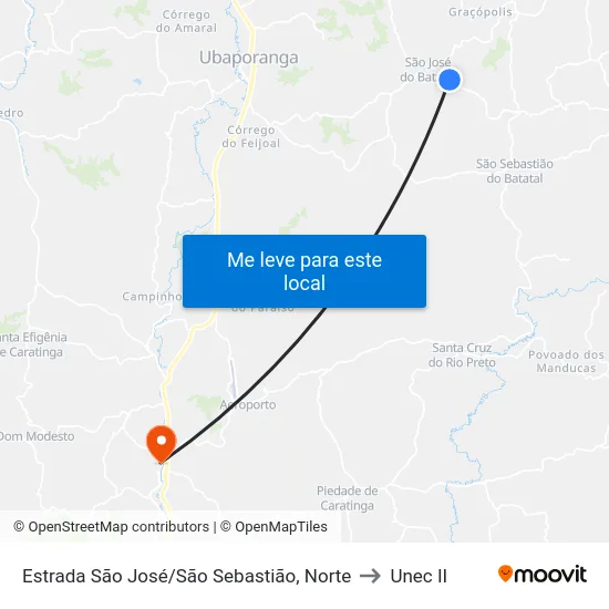 Estrada São José/São Sebastião, Norte to Unec II map