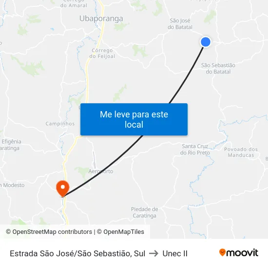 Estrada São José/São Sebastião, Sul to Unec II map