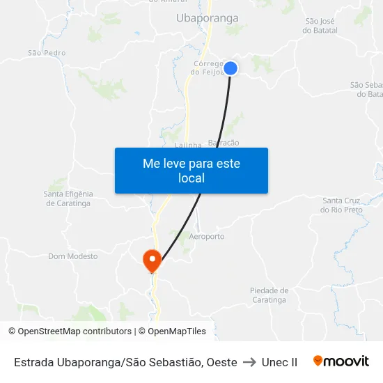 Estrada Ubaporanga/São Sebastião, Oeste to Unec II map