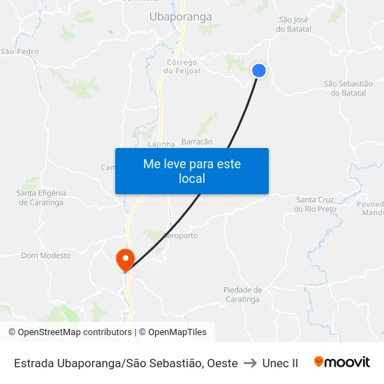 Estrada Ubaporanga/São Sebastião, Oeste to Unec II map