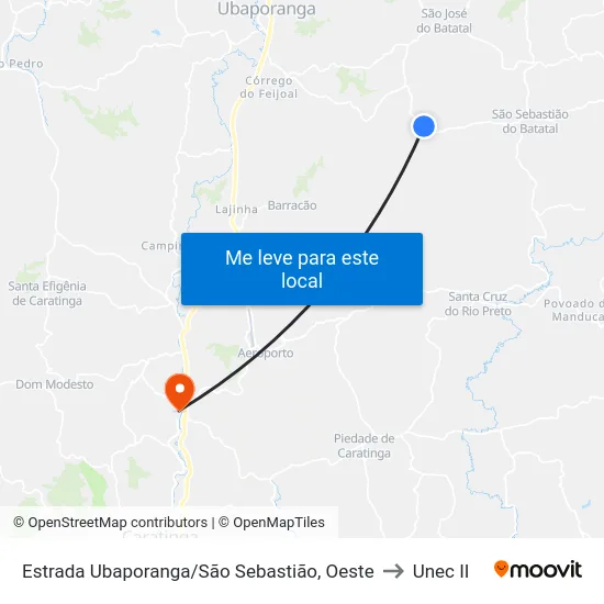 Estrada Ubaporanga/São Sebastião, Oeste to Unec II map