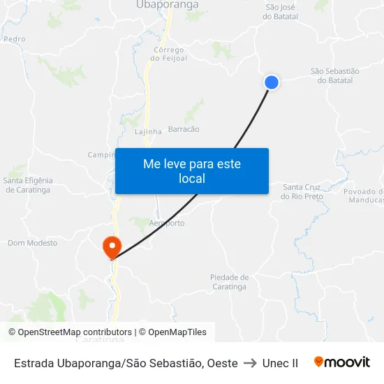 Estrada Ubaporanga/São Sebastião, Oeste to Unec II map