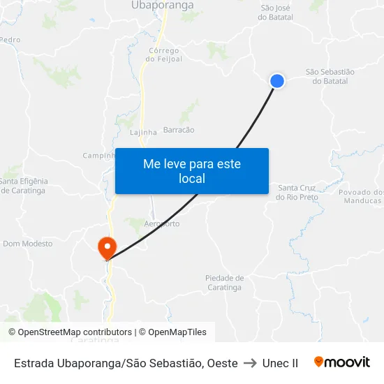 Estrada Ubaporanga/São Sebastião, Oeste to Unec II map
