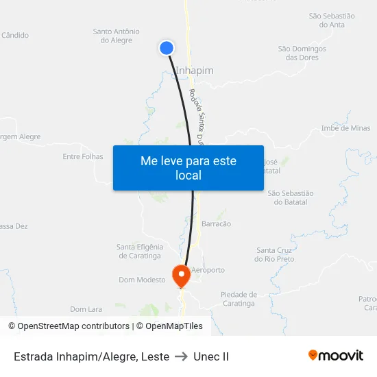 Estrada Inhapim/Alegre, Leste to Unec II map