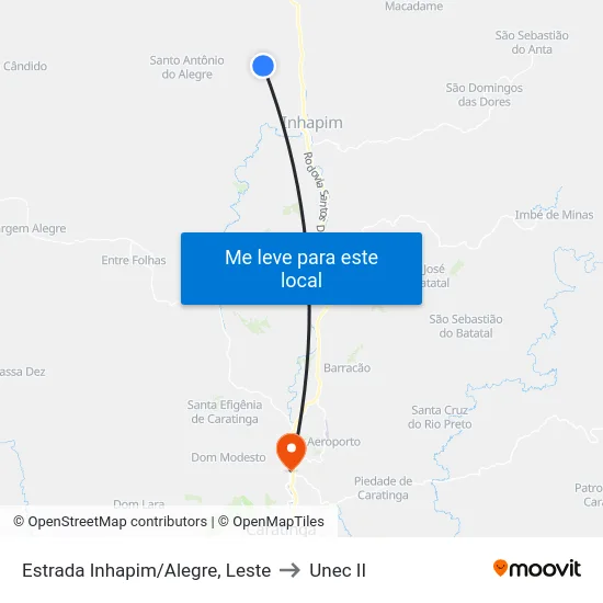 Estrada Inhapim/Alegre, Leste to Unec II map