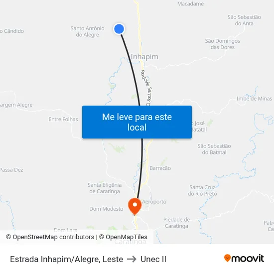 Estrada Inhapim/Alegre, Leste to Unec II map