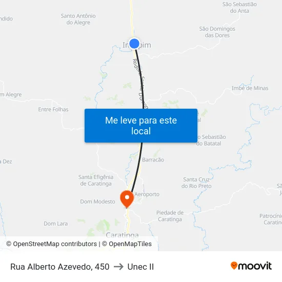 Rua Alberto Azevedo, 450 to Unec II map